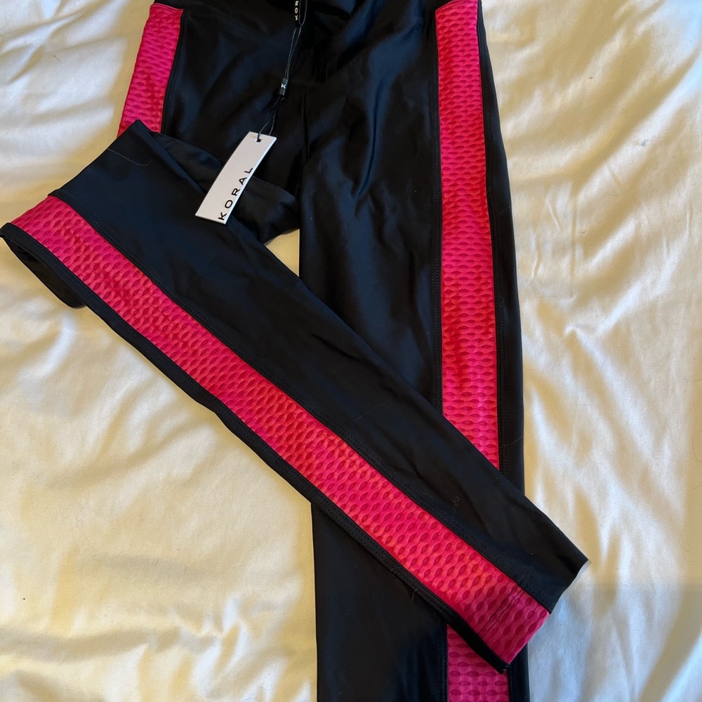 NWT Koral Women's Black and Pink Leggings